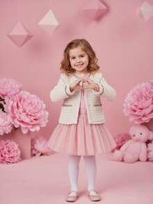 Barbie Saco de tejido tipo tweed blanco con hilos dorados - Albaricoque - Ver 3