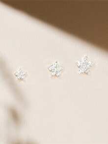 3 Pieces Set Flower 925 Sterling Silver Earring Women Romantic Stud Earring 18K Gold Plated Helix Cartilage For Daily Wear Wedding Party Engagement Christmas Gifts Fine Jewelry