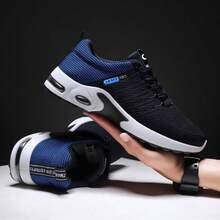 Men's Lightweight Athletic Shoes: Breathable Air Cushion Running Sneakers With Non-Slip Sole & Lace-Up Closure | Durable Abrasion-Resistant Gym Shoes For Jogging, Workouts & Fitness Training | Comfortable Walking Shoes For Active Men.Tenis Para Hombre,Zapatillas De Hombre,Blue Shoes.Navy Blue Shoes. - Màu xanh lam - Xem 6
