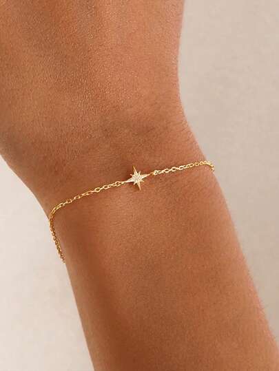 1 pièce Bracelet octogonal en étoile en argent sterling S925 avec cubic zirconia cubique, bijou exquis convenant aux femmes et aux filles pour un port quotidien, une fête, un rendez-vous et pouvant être offert en cadeau