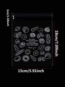 50/100pcs Bread Bags, Toast Bags, Bread Packaging Bags, Self-Adhesive Bags, Baked Goods & Fruit Packaging Bags, Self-Sealing Bags, Home & Kitchen Storage, Back To School Supplies - Multicolor - View 3