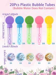 10/20 piezas Tubos de burbujas vacíos para Eid (el líquido de burbujas no está incluido), palos de burbujas de plástico grueso con diseño de luna y flor para la fiesta de Ramadán, botellas de jabón de burbujas reutilizables y duraderas, regalos de fiesta de burbujas de cumpleaños, decoraciones de fiesta de Ramadán, decoraciones de baby shower, relleno de bolsas de regalo de fiesta de primer cumpleaños, suministros de decoración de fiesta de primer cumpleaños, regalos de baby shower, decoración de Eid Mubarak, decoraciones de Ramadán para el hogar - Multicolor - Ver 5