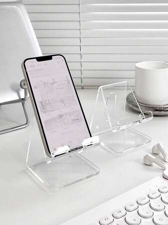 1 Piece Desktop Phone Stand With Multiple Pieces In Box, Colorful And Creative Decoration, Convenient Charging, Anti-Slip Design, Suitable For Multiple Scenarios High-End Desktop Phone Stand Slouchy Support Stand Counter Commonly Used Transparent Display Stand Acrylic Phone Stand