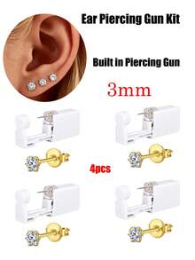 4件套耳洞穿刺套装，一次性耳软骨穿刺枪套装，含无菌氧化锆耳环，方便在家自行穿刺。一次性耳洞穿刺枪预装2毫米、3毫米、4毫米、5毫米耳环。 - 彩色 - 查看 22