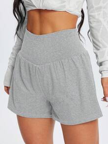 1pc Women's Summer Fitness Gym Running Outdoor Casual Floral Print Sports Shorts With Pockets, Versatile For Daily Wear - Light Grey - View 6