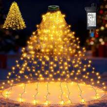 Luces Navideñas de Arbol : 2m x 16 Líneas 400 Luces LED, con 8 Modos, Impermeable IP55, Adecuado para Decoración Arbol de Navidad Y Jardin Exterior (Blanco cálido) - 1 - Ver 1