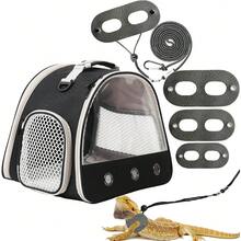 Bearded Dragon Travel Backpack With Harness And Leash Set,Lizard Backpack Travel Carrier,Space Capsule Clear Bubble Window Astronaut Reptile Carrier Backpack, Airline Approved - Black - View 13