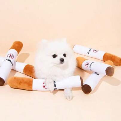 1pc Realistic Fake Cigarette Pet Toy With Sound, Suitable For Pet Play But Not For Chewing, Has Internal Sound Device