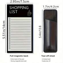 Magnetic Shopping List Notepad Fridge Magnet Memo Board (Pen Not Included), With Magnetic Pen Holder, Detachable Magnetic Notes, Minimalist Creative Line Design Magnetic Notepad For Shopping List And To-Do List - Multicolor - View 3