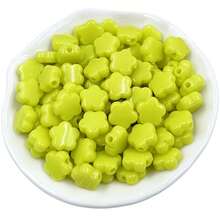 100pcs 10*4mm Color Flower Beads DIY Bracelet Necklace Jewelry Accessories Handmade Materials - 黃色 - 查看 2