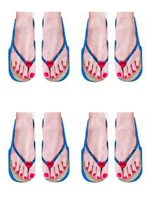 1/4 Pair 3D Flip Flop Socks, Funny & Unique Unisex Ankle Socks, Women Knee High Socks - Multicolor - View 12