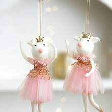 1pc The New Spring Collection Features A Cute And Playful Creative DIY Home Pendant With A Golden Crown And A Pink Gauze Dress. It Is An Animal Series And Is Perfect For Mouse Enthusiasts. It Is Ideal For Decorating New Year's Day, New Year's Day, Easter, Valentine's Day, Mother's Day, Birthdays, And Wedding Decorations. It Is A Perfect Gift Choice - Multicolor - View 9