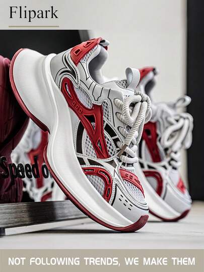 Flipark Men's Breathable Mesh Casual Sneakers, Soft Sole Durable Chunky Sneakers