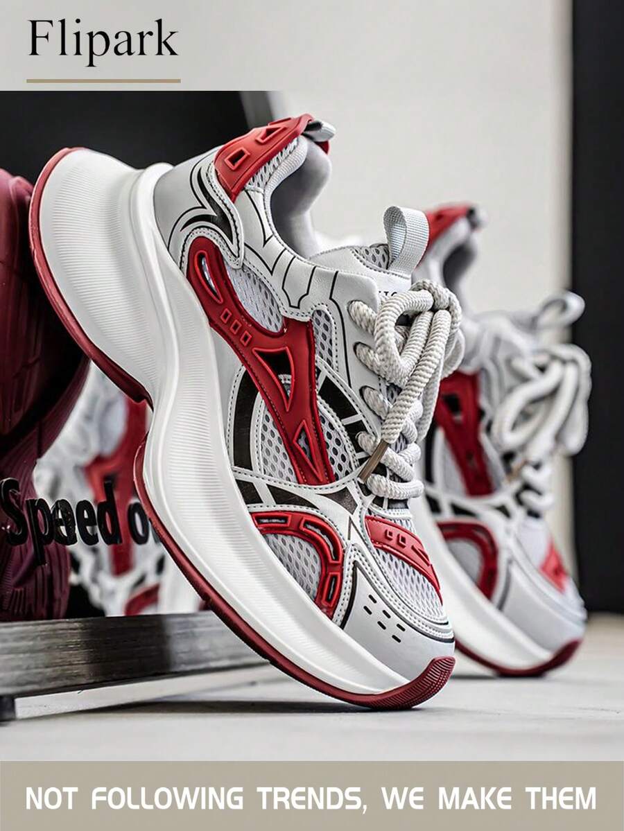 Flipark Men's Breathable Mesh Casual Sneakers, Soft Sole Durable Chunky Sneakers