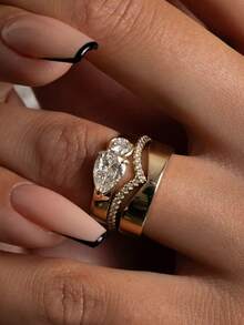 1枚925纯银抛光浅V形戒指，时尚优雅，女士专属，精致珠宝配饰，适合派对、节日和日常佩戴，绝佳圣诞礼物 - 光面淺v戒指 - 查看 3