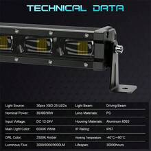 8'' 14'' 20" Super Bright 6D Lens Slim LED Light Bar, Amber White DRL Fog Lamp For Off Road Truck SUV ATV, 12V 24V Waterproof Driving Work Light, Front Bumper Roof Top Auxiliary Lamp - A - View 2
