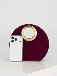 女士优雅酒红色丝绒手提包，奢华丝绒手拿包，适合晚宴、正式场合、婚礼、生日、舞会等。 - 酒紅色 - 查看 4