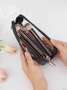 便携式防水PU化妆包，透明旅行化妆包带拉链，便携式洗漱收纳袋，旅行洗漱包，透明化妆包，返校用品 - 彩色 - 查看 4