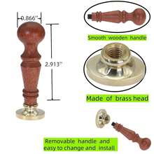 Wax Seal Stamp, Atopbb 3D Embossed Relief Carving Wax Sealing Stamp, Wax Stamp Head Wood Stamp Handle, Wax Stamp For Wedding Invitations, Letter Sealing (F33), Bronze Golden - F13 - 查看 6