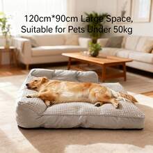 1PC Extra Large Dog Beds 120cm/47Inch For Large Dogs, Luxury Orthopedic Pet Sofa With Detachable Design, Machine Washable, Non-Slip Bottom, Fit For Breeds Sized 15 To 50 Kg, All Season Use, High-Density Filling Soft And Comfortable - Grey - View 11
