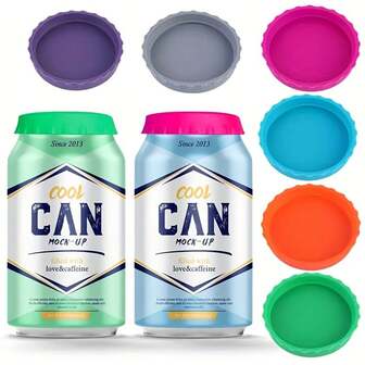 1 Set Of 1/6 Silicone Soda Can Lids, Beverage Can Protective Lids, Soda Water Sealing Lids, Leak-Proof Lids, Reusable Beverage Can Lids, Suitable For Soda Water, Carbonated Drinks, Juices And More, The Perfect Beverage Storage And Protection Device.