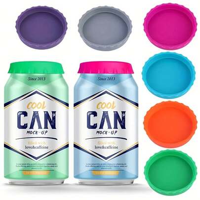 1 Set Of 1/6 Silicone Soda Can Lids, Beverage Can Protective Lids, Soda Water Sealing Lids, Leak-Proof Lids, Reusable Beverage Can Lids, Suitable For Soda Water, Carbonated Drinks, Juices And More, The Perfect Beverage Storage And Protection Device.