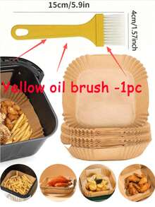 200张空气炸锅纸，内衬耐油防水空气炸锅纸篮碗，内衬6英寸100/50/25纸质空气炸锅衬垫，6英寸不粘方形烘焙纸，食用硅油纸，烤箱烧烤吸油纸，可重复使用，兼容大多数空气炸锅，情人节礼物，生日礼物，也是一份很棒的厨房礼物。