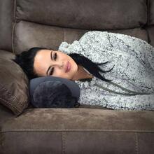 Microbead Bolster Tube Travel Pillow - Compact Neck Roll Pillow Airplane, Car, Or Home - Soft Lumbar Support Pillow - Pink - Navy + Adult (Single Pack) - View 8