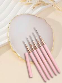 1 Resin Nail Art Palette (Gold Rim) + Pink Nail Art Brush Set, With Watercolor Pigment Rack | All-In-One Nail Art Supplies & Tools, Perfect For Valentine's Day | Designed For Fake Nails And Professional Manicure - Multicolor - View 10