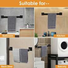 OBOVAY 1 pieza Accesorio de almacenamiento colgante de tubo cuadrado reforzado para baño, Toallero de acero inoxidable, Portarrollos de papel higiénico, Ganchos para baño, Toallero, Accesorios de baño, Herramientas de baño - Multicolor - Ver 2