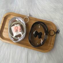 1pc Black/White Bow Transparent Storage Box, Minimalist Design Cable Organizer Box, Small Storage Pouch, Easy To Clean, For Storing Cables, Chargers, Earphone Cases, Mini Portable, Suitable For Daily Use, Outings, Travel - Multicolor - View 5