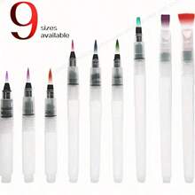 9支/12支装水彩笔套装，包含水彩颜料、固体水彩颜料、绘画工具、线条素描笔、手绘笔，水溶性铅芯，带储水功能的画笔，软头（白色刷毛），返校礼物