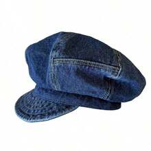 Women Beret Hat, Elegant Vintage Solid Soft Painters Cap Denim Artist Hat For Casual Daily - 藍色 - 查看 6