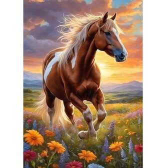 11.8x15.75 นิ้ว ชุดภาพวาดเพชรทรงกลม 5D - ม้าควบสง่างาม, ผ้าใบ DIY เหมาะสำหรับตกแต่งบ้าน, ชุดศิลปะและงานฝีมือธีมสัตว์, วัสดุผ้าใบพรีเมี่ยม, งานอดิเรกคลายเครียด, ไม่รวมกรอบ