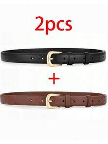 2条/1条女士高品质PU休闲时尚多功能腰带，适合日常休闲、商务聚会、约会、旅行以及搭配牛仔裤和休闲裤。 - 彩色 - 查看 24