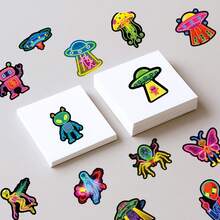 56 Stück Neon Alien Aufkleber, spaßige ästhetische Aufkleber, wasserfeste Vinyl Positive Energie Aufkleber, geeignet für Wasserflaschen, Bücher, Laptops, passend für Teenager und Erwachsene Sammelalbum Zubehör Sammelalbum Schreibwaren