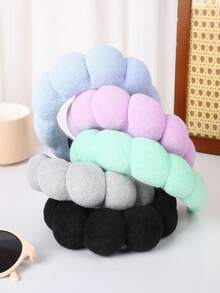 女士多色泡泡头带，可爱毛绒球面部头巾，柔软毛巾布SPA头带，适用于化妆、洗脸、护肤等日常护理 - 彩色 - 查看 2