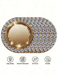 6 peças/4 peças Sousplats Círculo de Diamante Dourado, Sousplats Redondos Planos com Padrão de Diamante Dourado, Porta-copos Resistentes ao Calor e Antiderrapantes, Adequados para Uso Diário, Festas, Casamentos, Ação de Graças, Cozinha, Sala de Jantar, Decoração Outonal para o Lar
