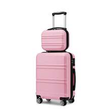 Lightweight 2 Piece Cabin Suitcase Set 20 Inch Carry On Luggage With Vanity Case ABS PC Hard Shell Spinner Wheels TSA Lock YKK Zipper For Travel - Pink - View 14