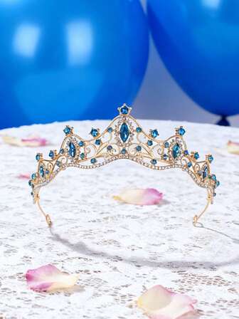 1件欧美风新娘公主3D皇冠发箍，优雅水钻发饰