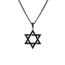 Six Pointed Star Necklace, Fashionable And Simple Wandering Pendant, Retro Men's And Women's Titanium Steel Hollow Pendant Necklace - màu đen - Xem 7