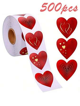 500 Pieces Of Love Stickers - Valentine's Day Theme, Suitable For Envelopes, Cards, Self-Adhesive Heart Heat-Sensitive Label Stickers, Red Heart Gift Display, Small Business Supplies - Jewelry Making Display And Packaging Supplies