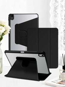 1 Ốp lưng bảo vệ Acrylic màu đen xoay 3 chiều, tương thích với iPad Mini6/Mini7/Air/Air2/9.7/10.2/10.5/Air4/Air5/10.9/Pro 11"/Air11(M2)2024/Thế hệ thứ 10/12.9"/iPad Air 13(M3 2025)/iPad Air 11 inch (M3) 2025/iPad (A16) 11 inch thế hệ thứ 11 2025, Khe cắm bút chì tích hợp, Chân đế điều chỉnh 360°, Tự động ngủ/thức từ tính, Thiết kế tối giản/cổ điển/doanh nhân - màu đen - Xem 3