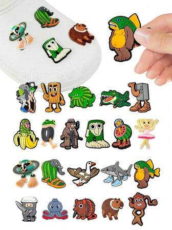 21 Peças ou 36 Peças/Pacote Acessórios de Sapato Fofos Estilo Italiano DIY para Tamancos e Sandálias, Acessórios Removíveis Kawaii Tung Tung Tung Sahur Tralalero Tralala, Acessórios de Sapato Presentes de Festa, Decorações de Festa Bombardiro Crocodilo Lirili Larila Glorbo Frutto Drillo