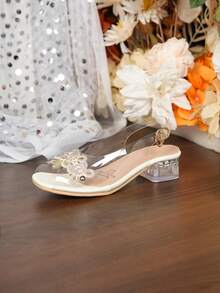 Giày sandal cao gót màu trắng cho bé gái, giày trẻ em cho mùa hè - trắng - Xem 7