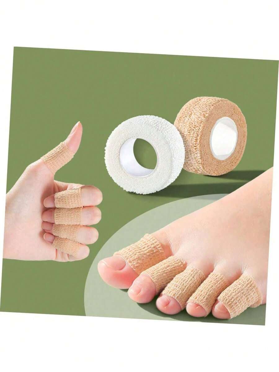 2pcs 4m Toe Friction Bandage, Stretchable Khaki Non-Woven Self-Adhesive Anti-Friction Tape Suitable For Toes, Fingers, High Heels, Leather Shoes For Men And Women - Multicolor - View 1