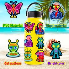 56 Stück Neon Alien Aufkleber, spaßige ästhetische Aufkleber, wasserfeste Vinyl Positive Energie Aufkleber, geeignet für Wasserflaschen, Bücher, Laptops, passend für Teenager und Erwachsene Sammelalbum Zubehör Sammelalbum Schreibwaren