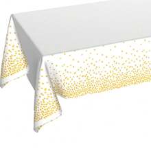 1Pc White And Gold Dot Premium Disposable Plastic Tablecloth 54 X 72 In - Polka Dot Plastic Table Cloth Disposable Tablecloth For Rectangle Table, Rectangular Camping Table Cover For Birthday Party Picnic Babyshower Engagement Party Decorations, Baptism Decorations (Blue, Pink, Black, Green, Red, Gold) - Multicolor - View 9