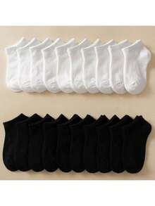 20 Pairs/Set White Children's Socks, Breathable, Comfortable, Versatile And Suitable For School, Including Ankle Socks - White - View 33