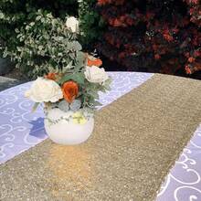 Champagne Sequin Table Runner 12" X 72" Pack Of 5 Sparkly Champagne Metallic Table Runner Glitter Sequin Runner For Table Birthday Party Event Decorations Wedding Decorations And Gifts - Fuchsia - View 3